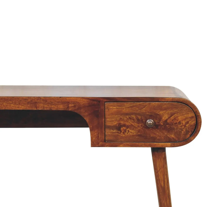 Solid Wood London Arch Writing Desk, 2-Drawers, Chestnut by HouseOfZazla