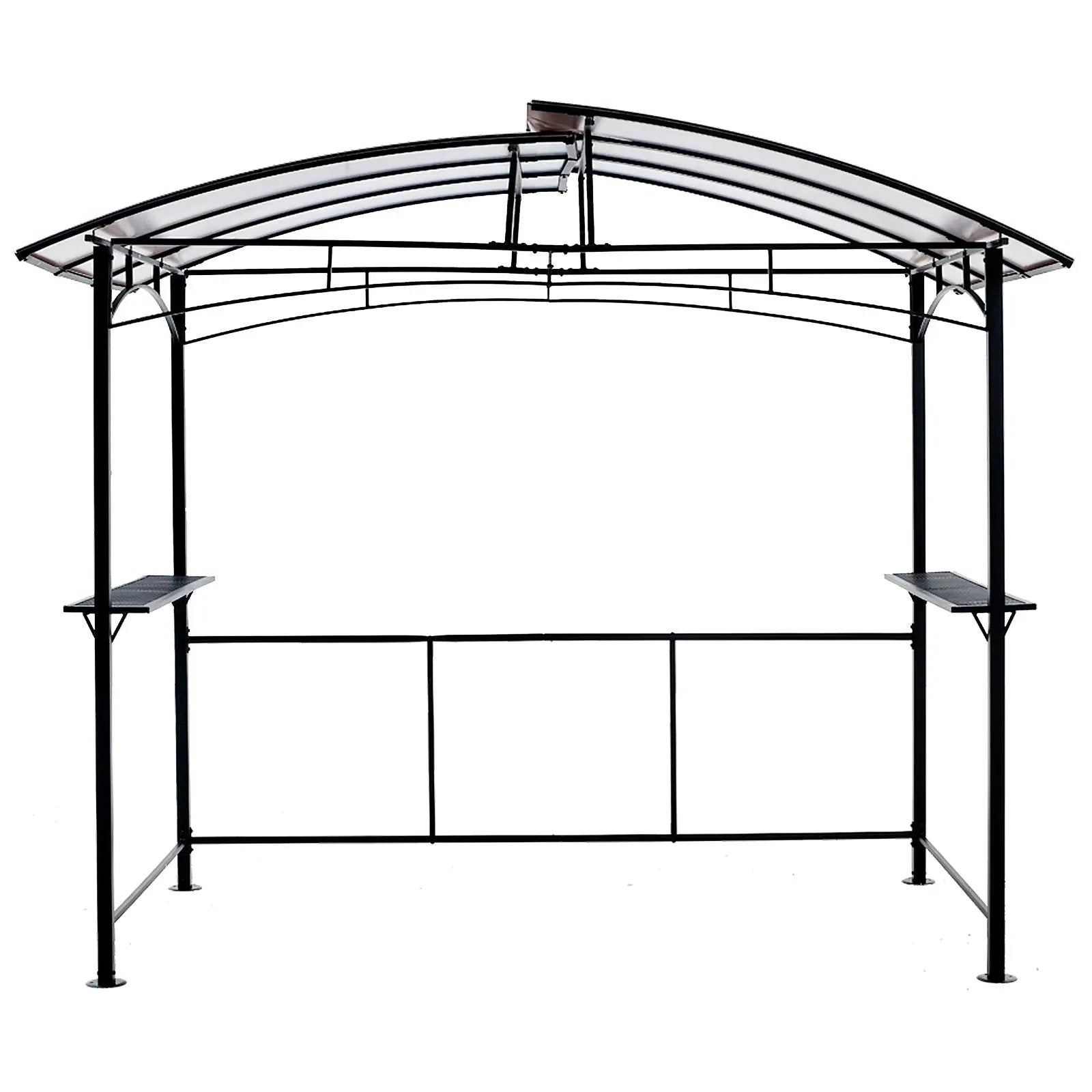Grill Gazebo 8X5Ft, Outdoor Patio Canopy, Bbq Shelter With Steel Hardtop And Side Shelves - Black by Unique Piece Furniture