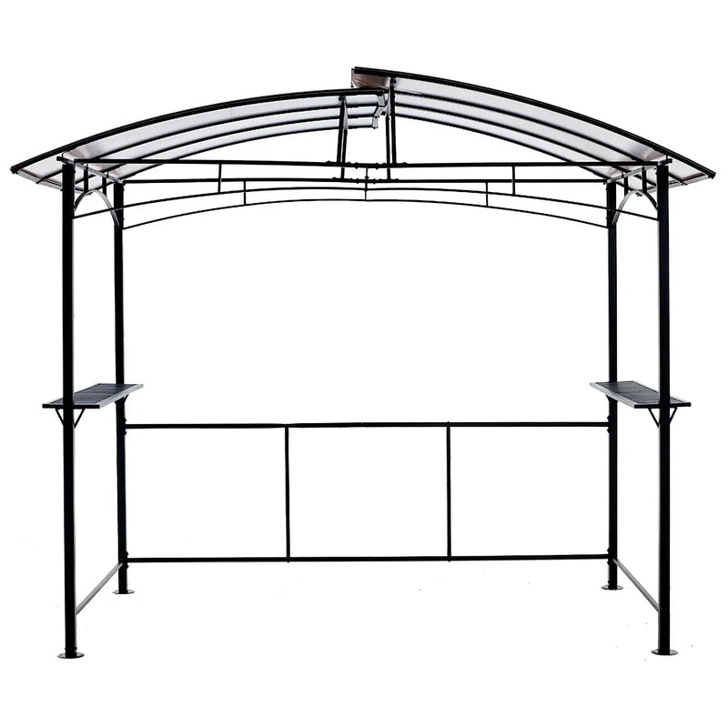 Grill Gazebo 8X5Ft, Outdoor Patio Canopy, Bbq Shelter With Steel Hardtop And Side Shelves - Black by Unique Piece Furniture