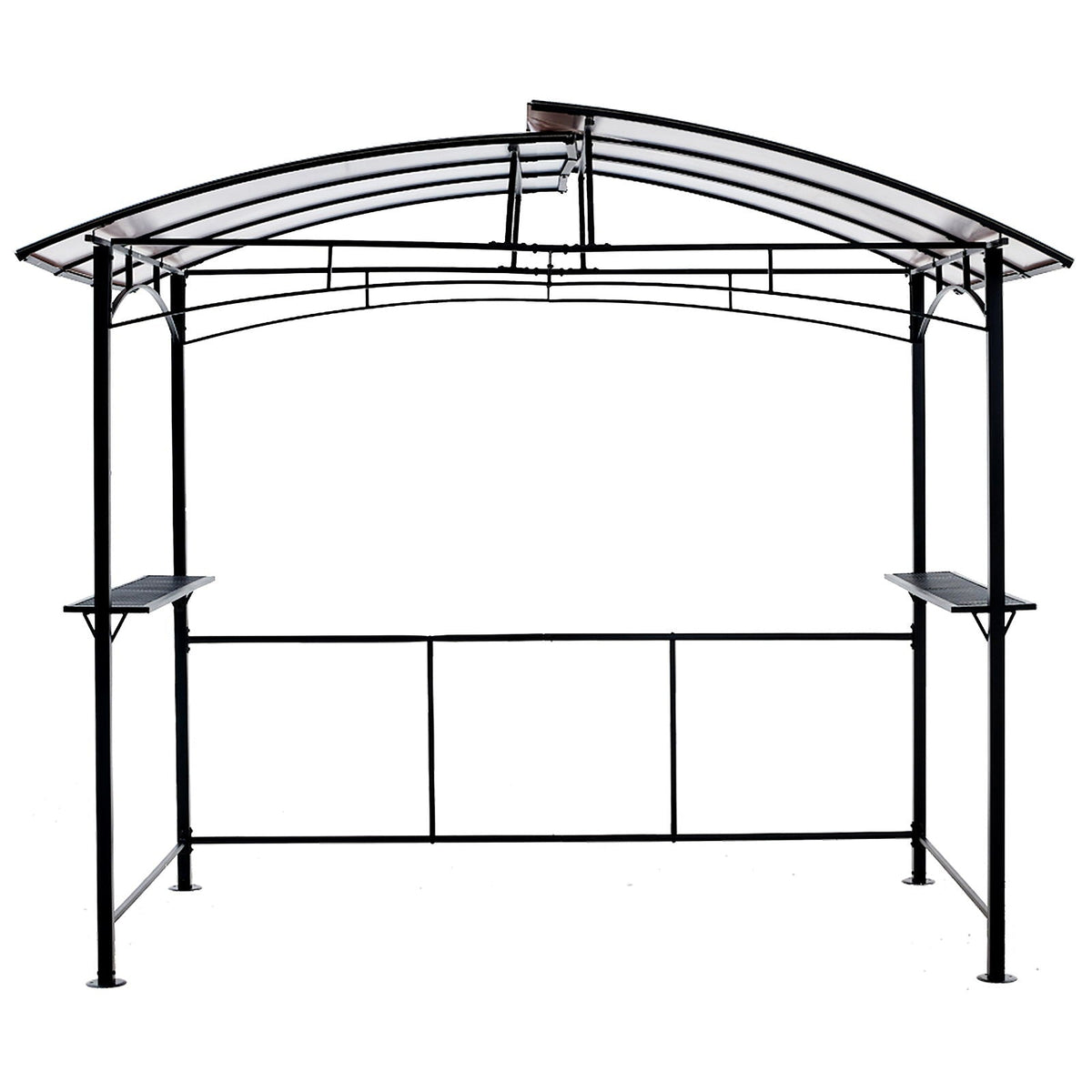 Grill Gazebo 8x5 Ft with Steel Hardtop and Side Shelves - Black