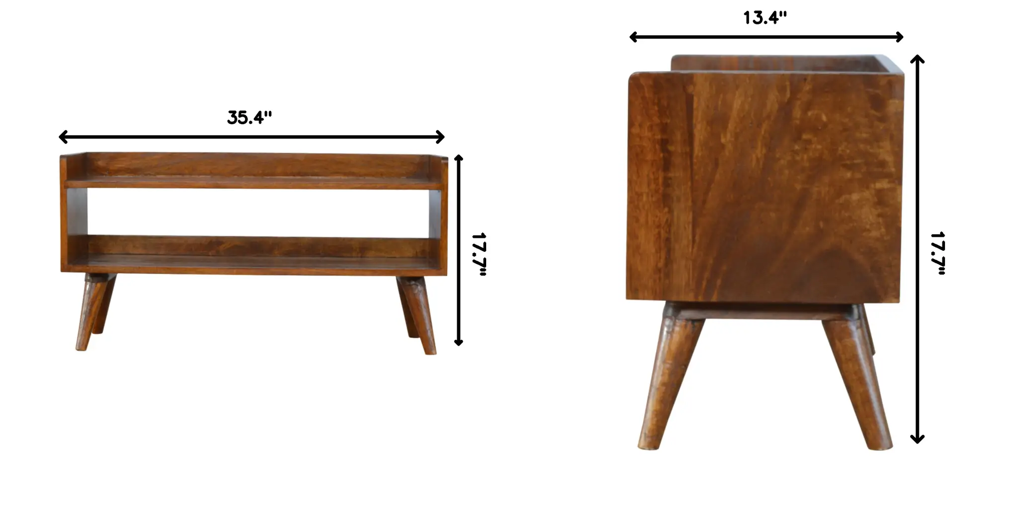Solid Wood Nordic Storage Bench in Chestnut by HouseOfZazla