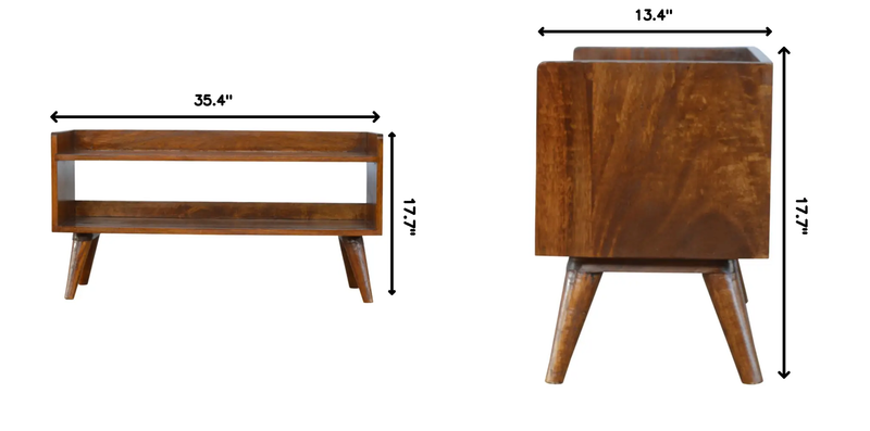 Solid Wood Nordic Storage Bench in Chestnut by HouseOfZazla