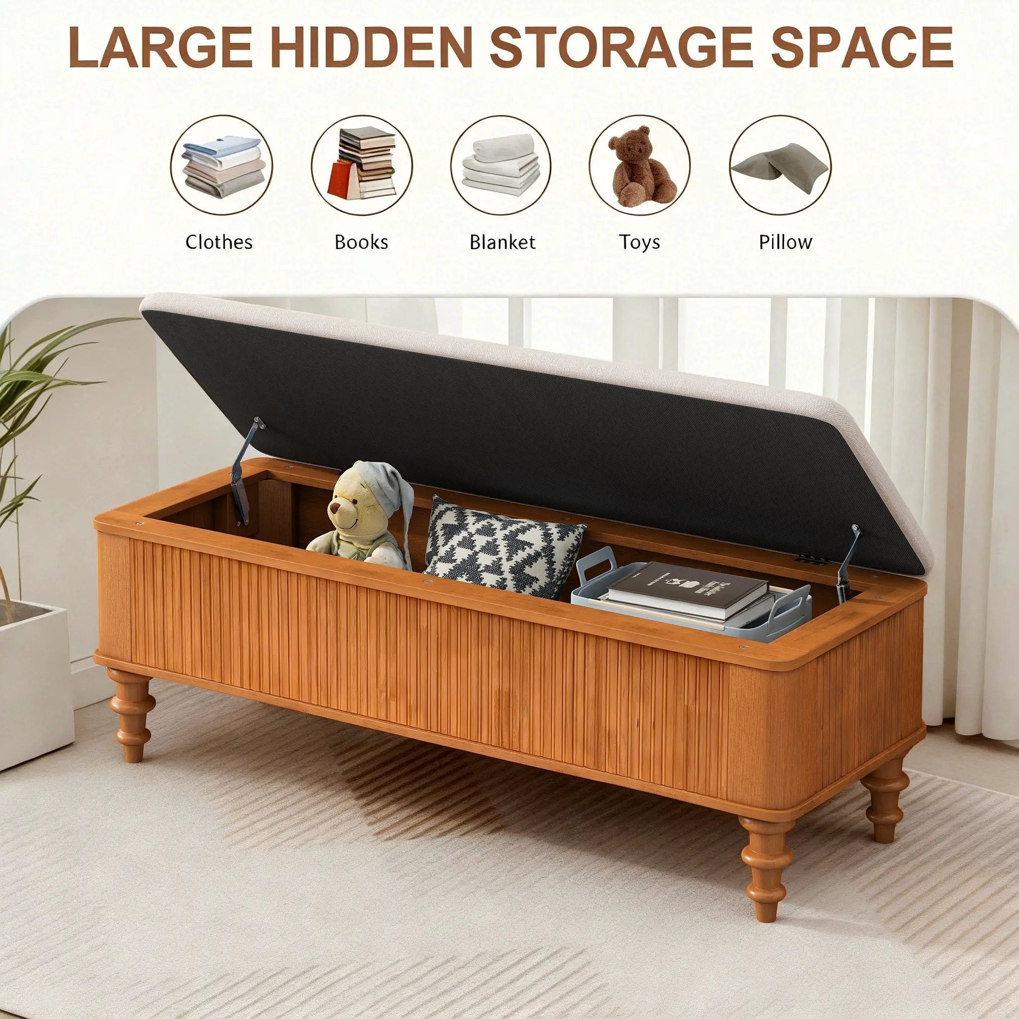 50.8-Inch Multi-Functional Storage Ottoman Bench by HouseOfZazla