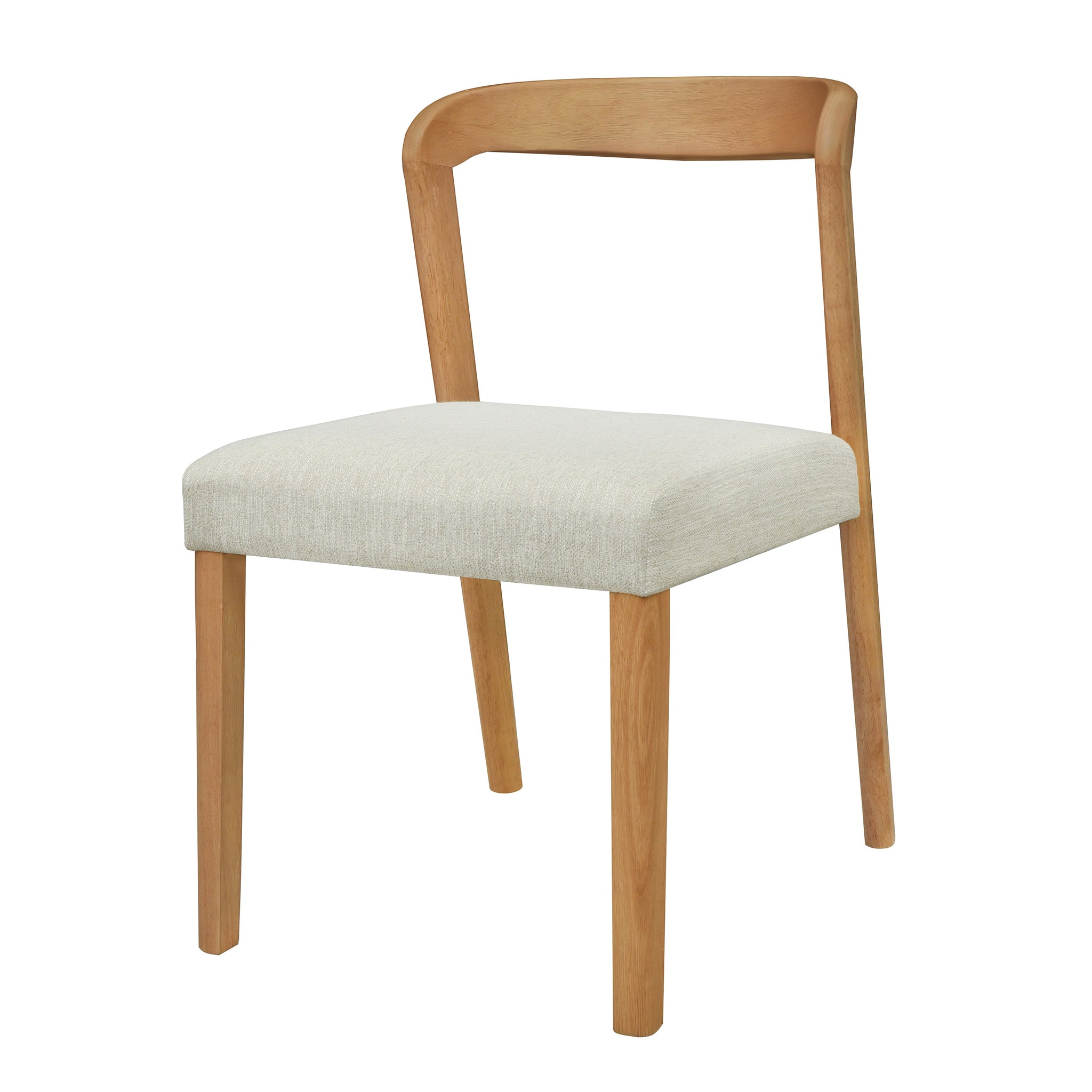 Solid Rubber Wood Dining Chairs (Natural Oak + Beige) Set of 2 by HouseOfZazla