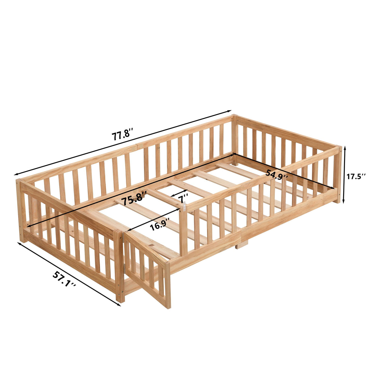 Solid Floor Bed with Door and Safety Fence - Full or Twin Size, photo 8 of 15