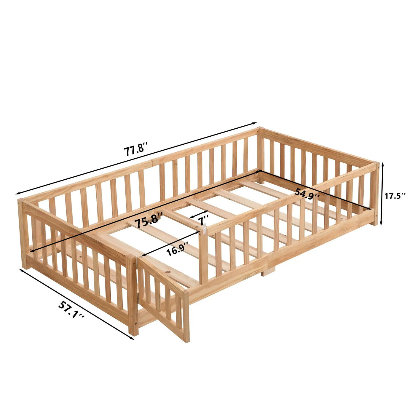 Solid Floor Bed With Door And Fence For Children by Unique Piece Furniture