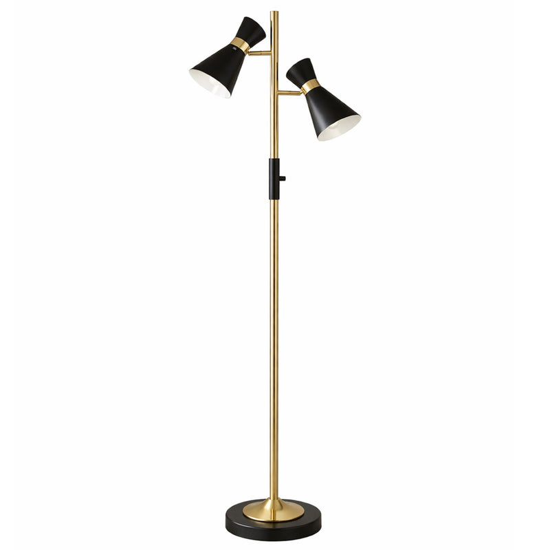 Axis - Floor Lamp With 4 Way Switch Double Spots With Base - Black / Gold, photo 3 of 8