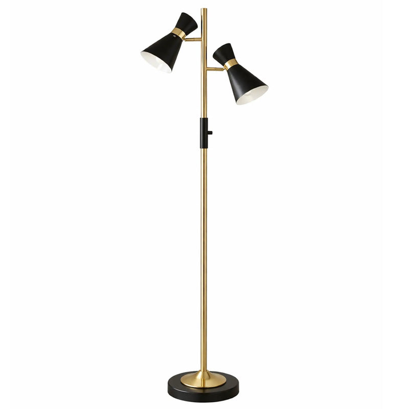 Axis - Floor Lamp With 4 Way Switch Double Spots With Base - Black / Gold by HouseOfZazla