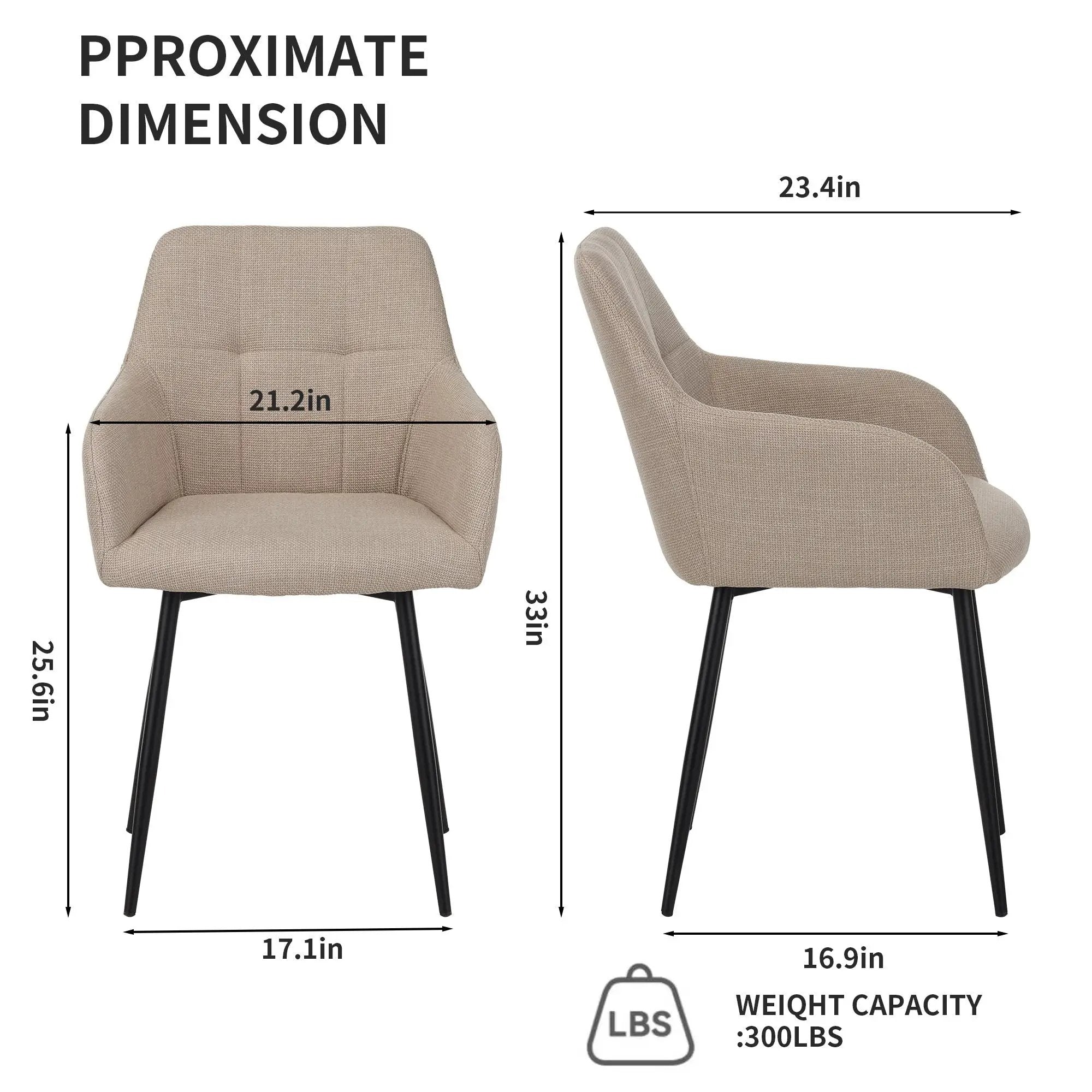 Dining Chair With Backrest And Wide Seat (Set of 2) - Beige by Unique Piece Furniture