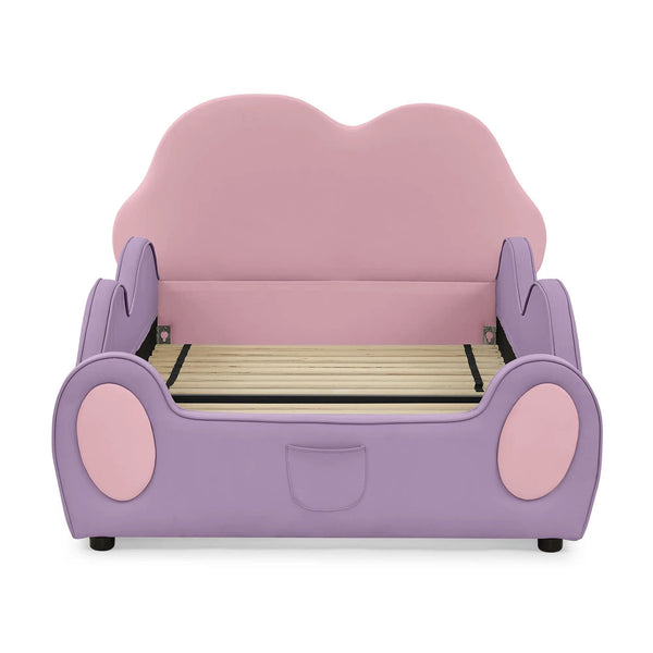 Cute Cloud Shape Bed With Guardrails Cartoon Design, Storage Pocket