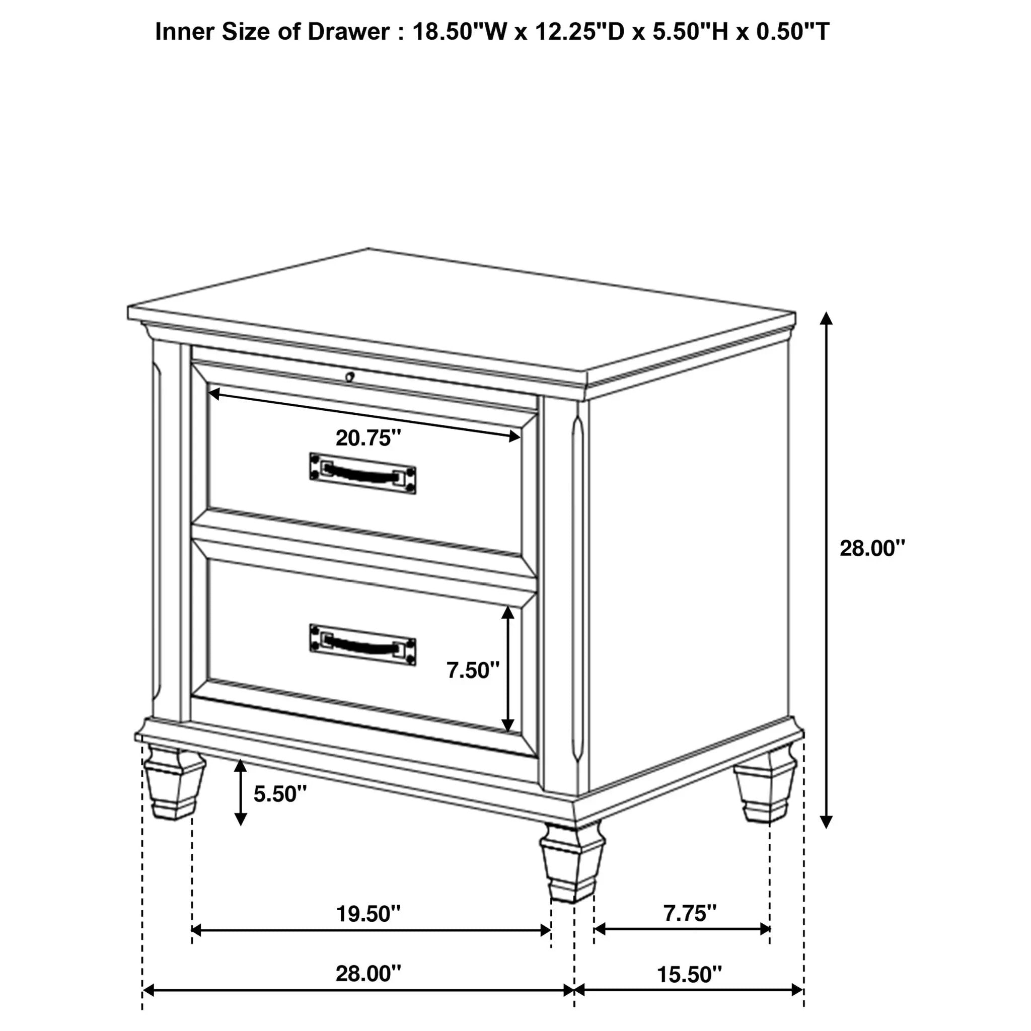 Franco 2-drawer Nightstand Distressed White by Unique Piece Furniture