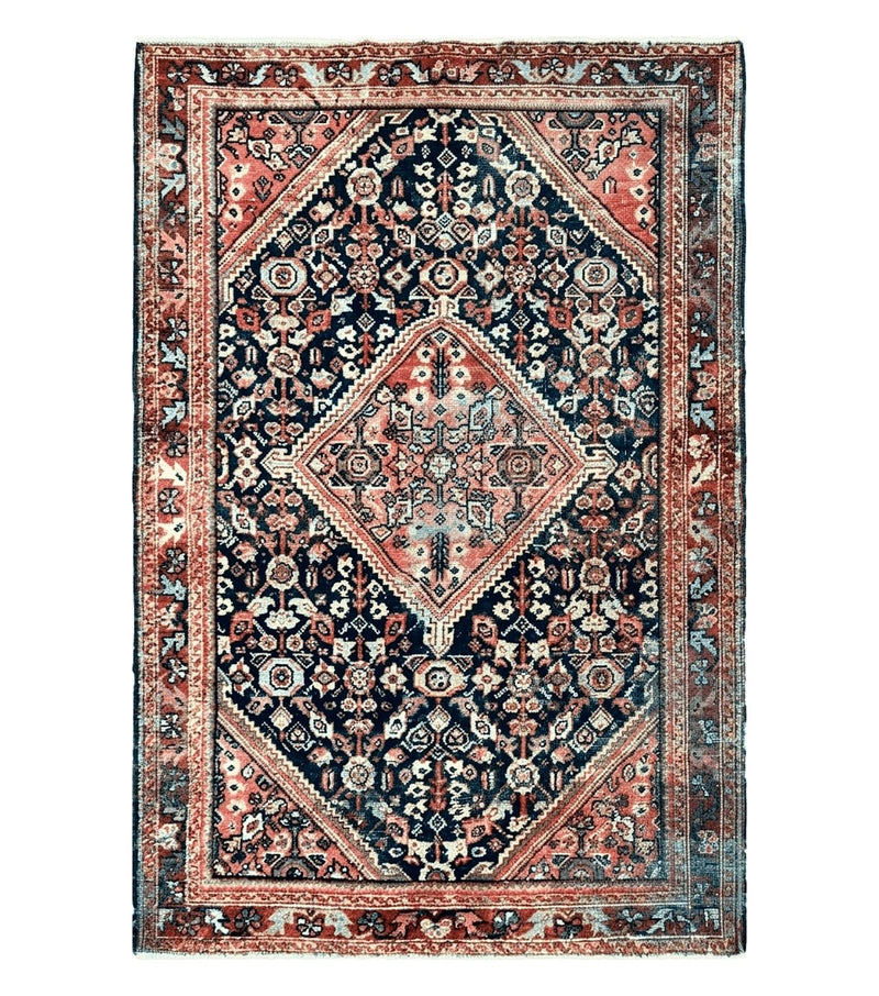 Antique Persian Mahal Rug 4x7, Wool Hand Knotted Tribal Geometric Carpet by Jewel Rugs