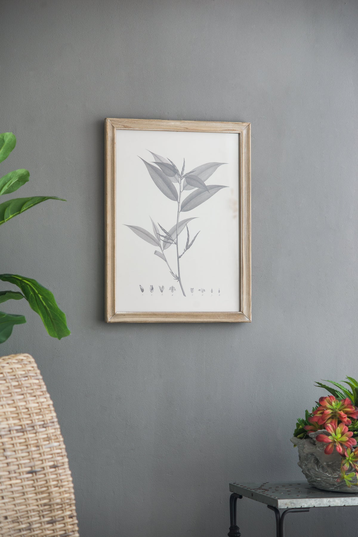 Botanical Wall Décor Set of 4 with Leaf Illustrations - Black & White, photo 10 of 10