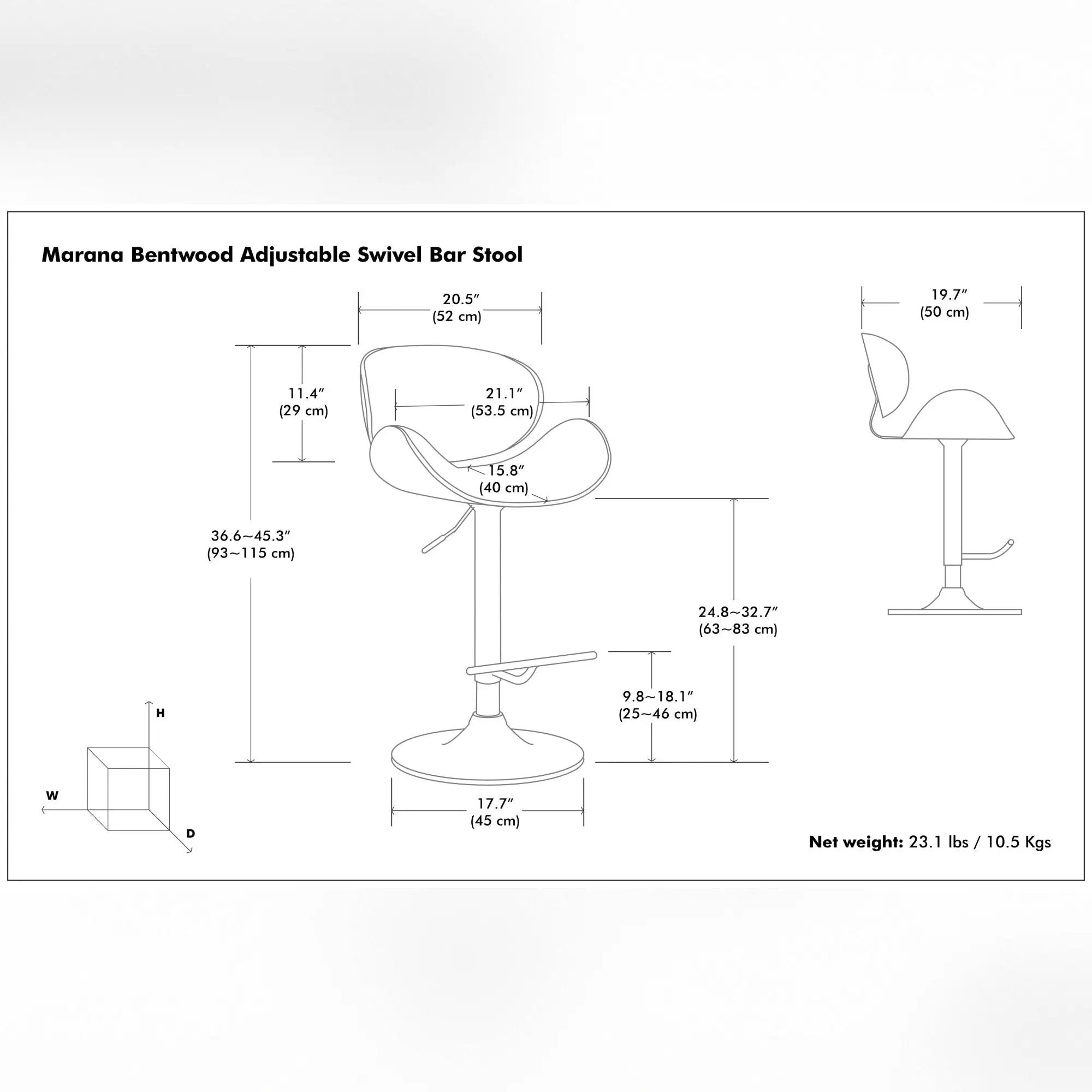 Marana - Multifunctional Handcrafted Bentwood Adjustable Swivel Bar Stool by Unique Piece Furniture