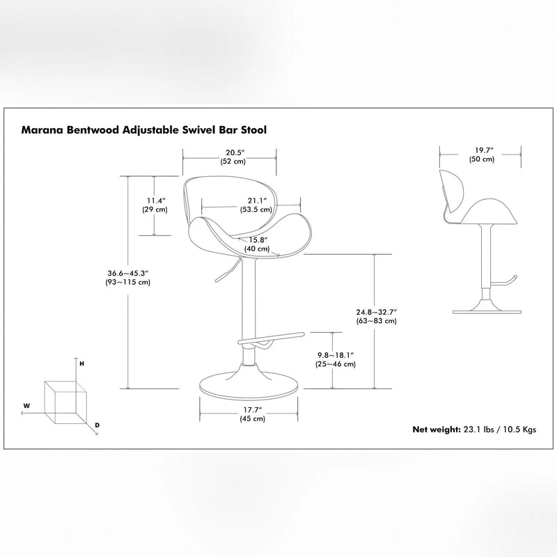 Marana - Multifunctional Handcrafted Bentwood Adjustable Swivel Bar Stool by Unique Piece Furniture