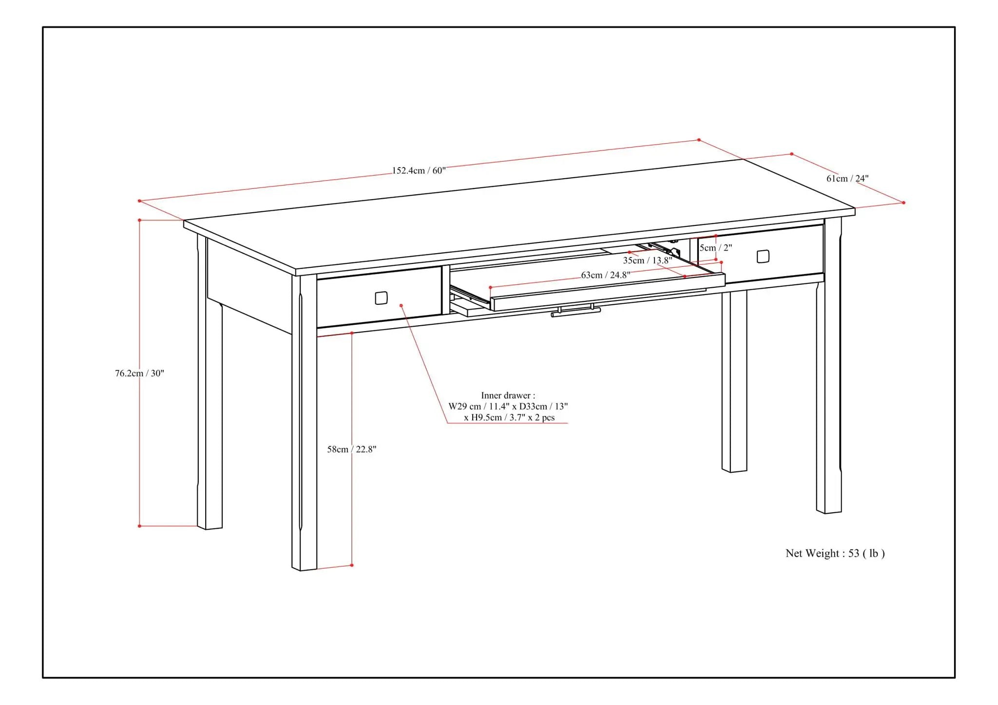 Avalon - Large Desk - Tobacco Brown by Unique Piece Furniture