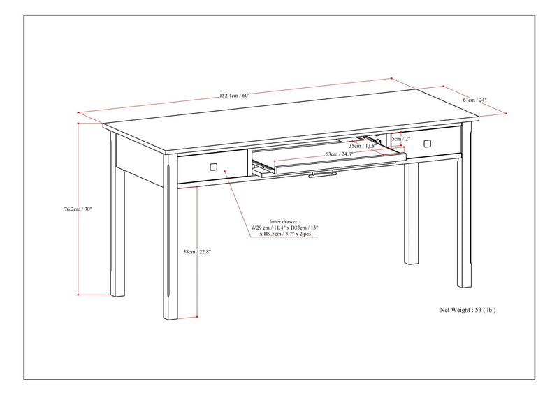 Avalon - Large Desk - Tobacco Brown by HouseOfZazla