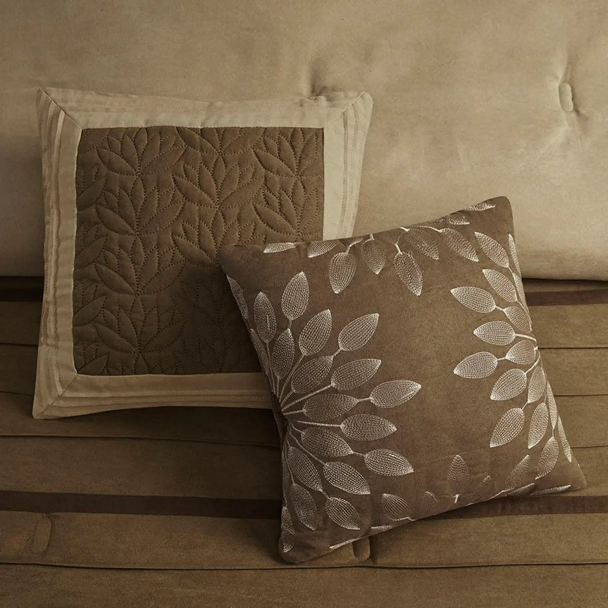 7 PC Faux Suede Comforter Set Natural King by HouseOfZazla