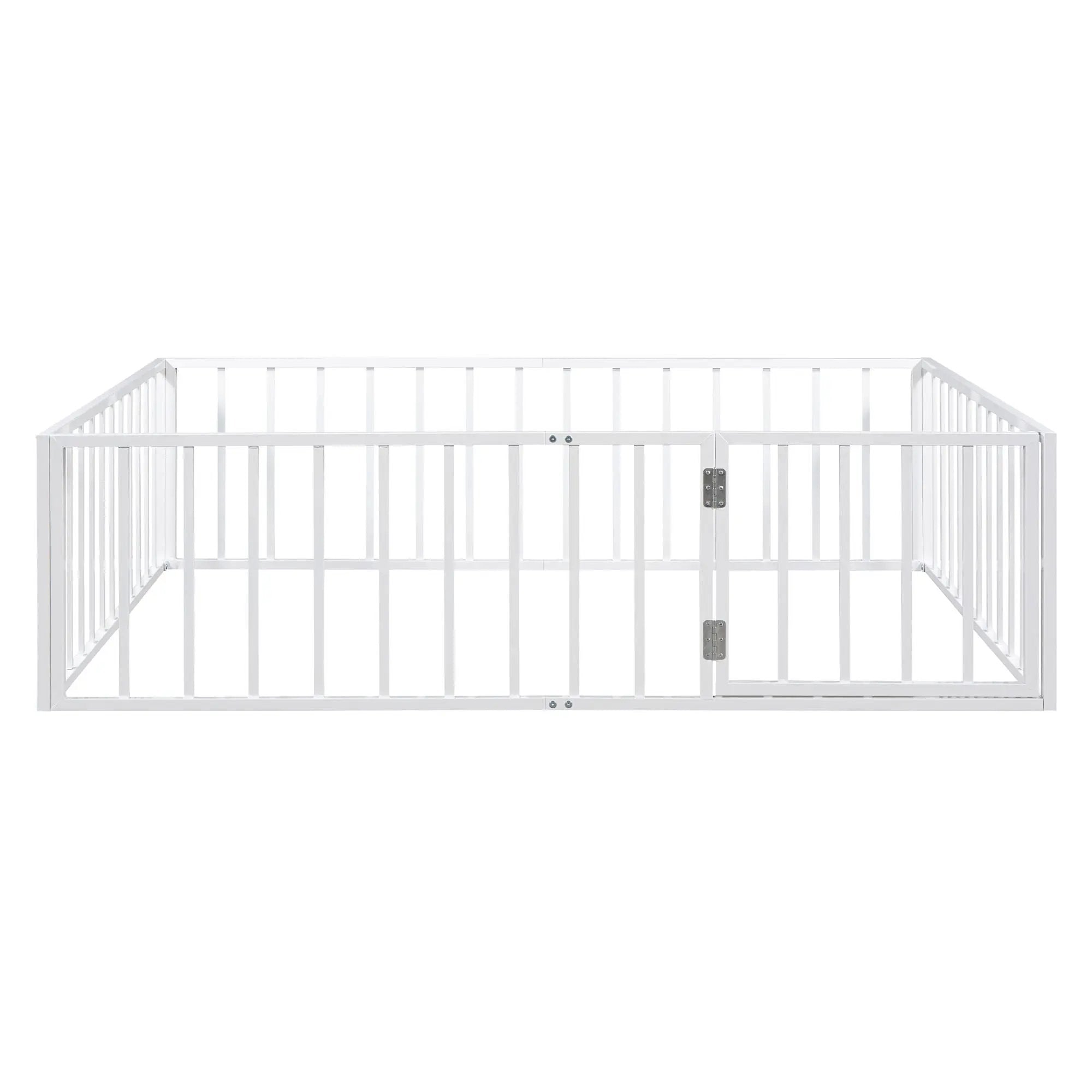 Metal Floor Bed Frame With Fence And Door by HouseOfZazla