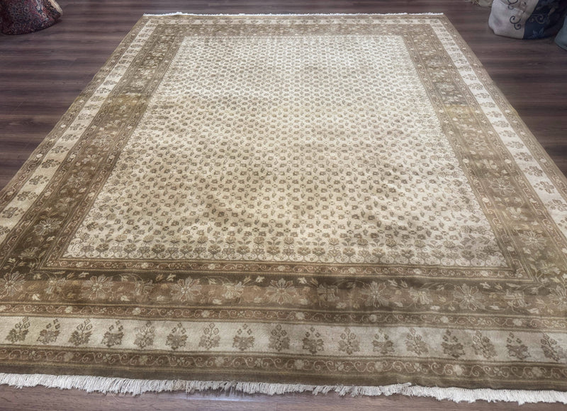 Indo Persian Rug 8x10, Allover Pattern, Beige, Wool Handmade Carpet by Jewel Rugs