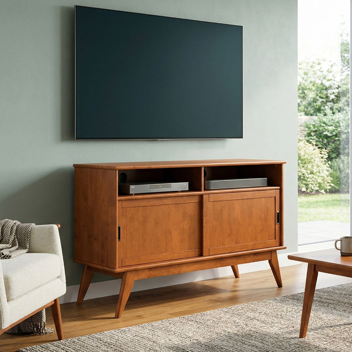 Draper - Handcrafted Mid Century Low TV Media Stand, photo 3 of 40