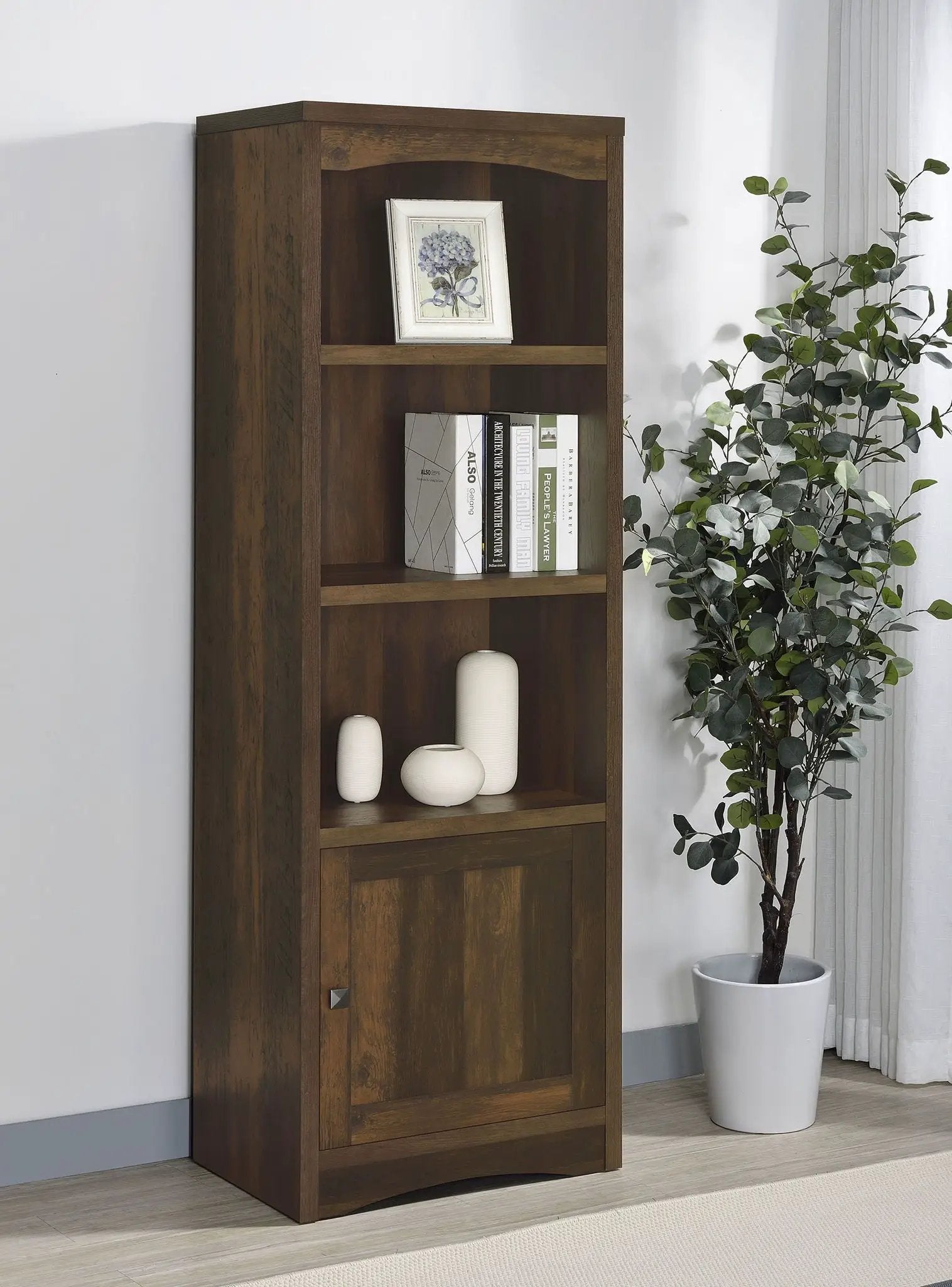 Laughlin 4-shelf Engineered Wood Media Tower Dark Pine by Unique Piece Furniture