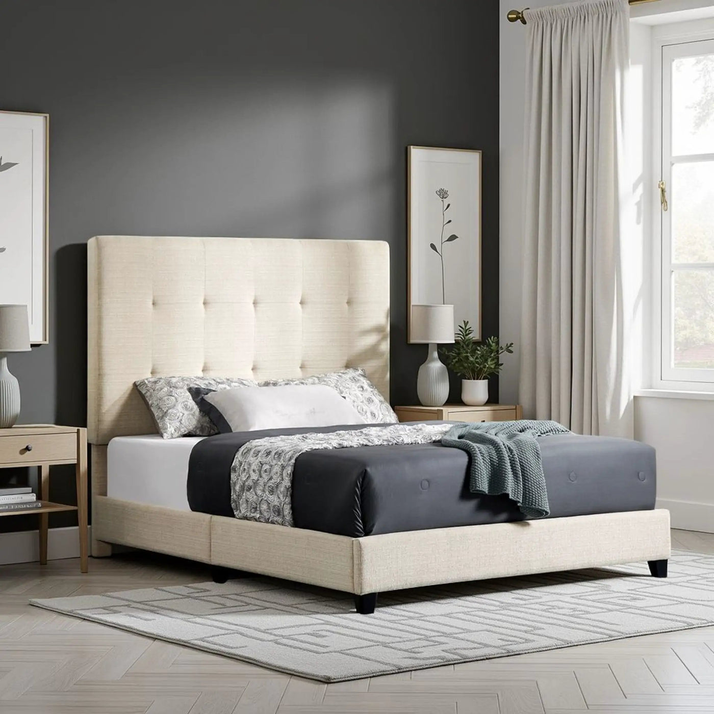 Tufted Upholstered Headboard Platform Bed by HouseOfZazla
