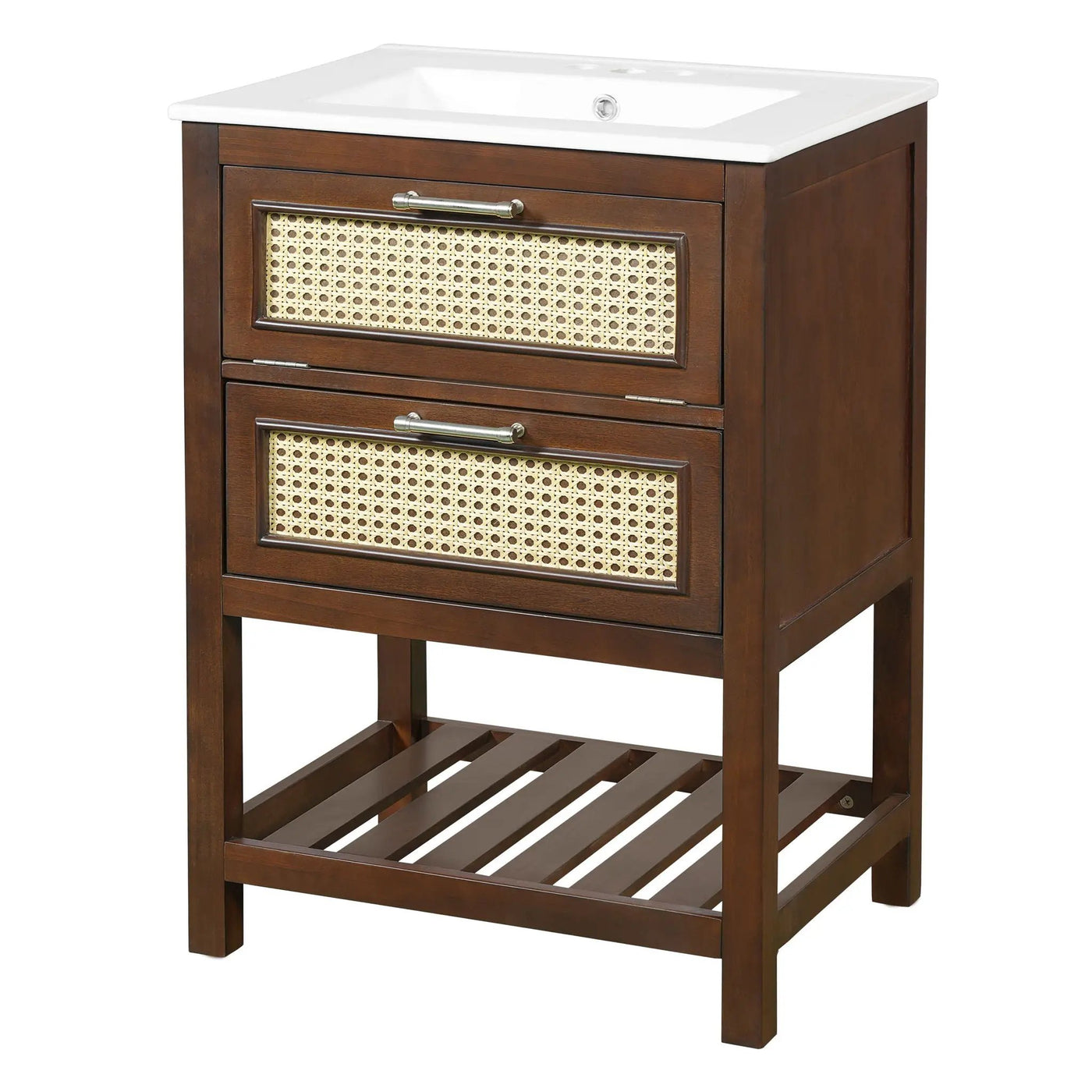 Modern Bathroom Vanity With Integrated Sink, Cabinet With 1 Deep Drawer And 1 Tip-Out Drawer by HouseOfZazla