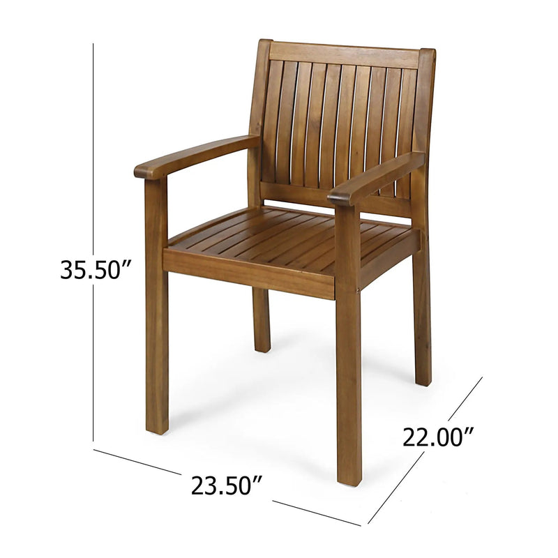 Amethyst Outdoor Dining Chair With Slat Design (Set of 2) - Natural by HouseOfZazla