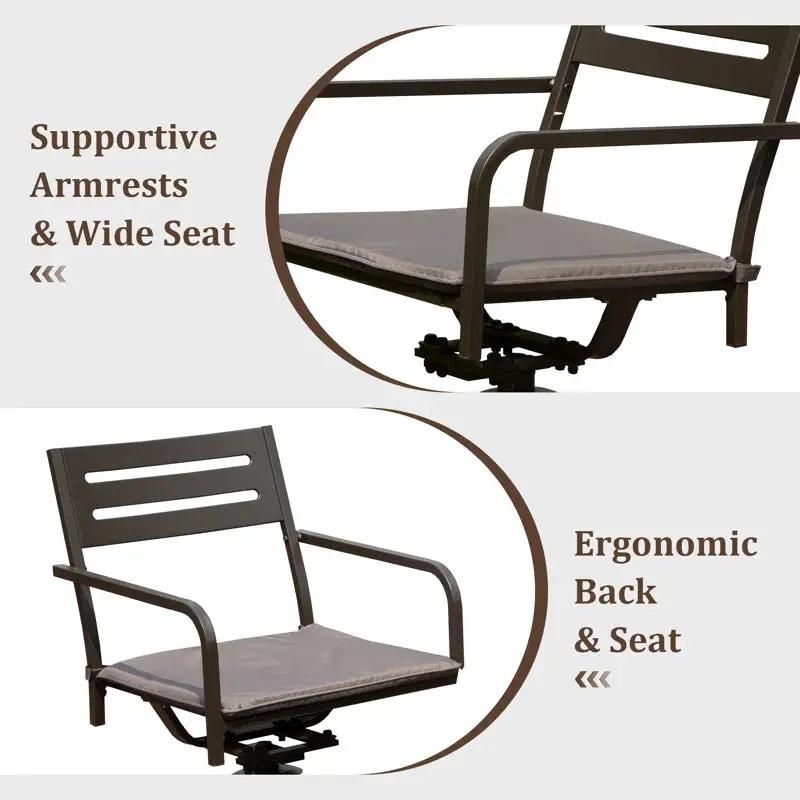 Set of 2 Powder-Coated Steel 360° Swivel Outdoor Dining Chairs with All-Weather Cushions by HouseOfZazla