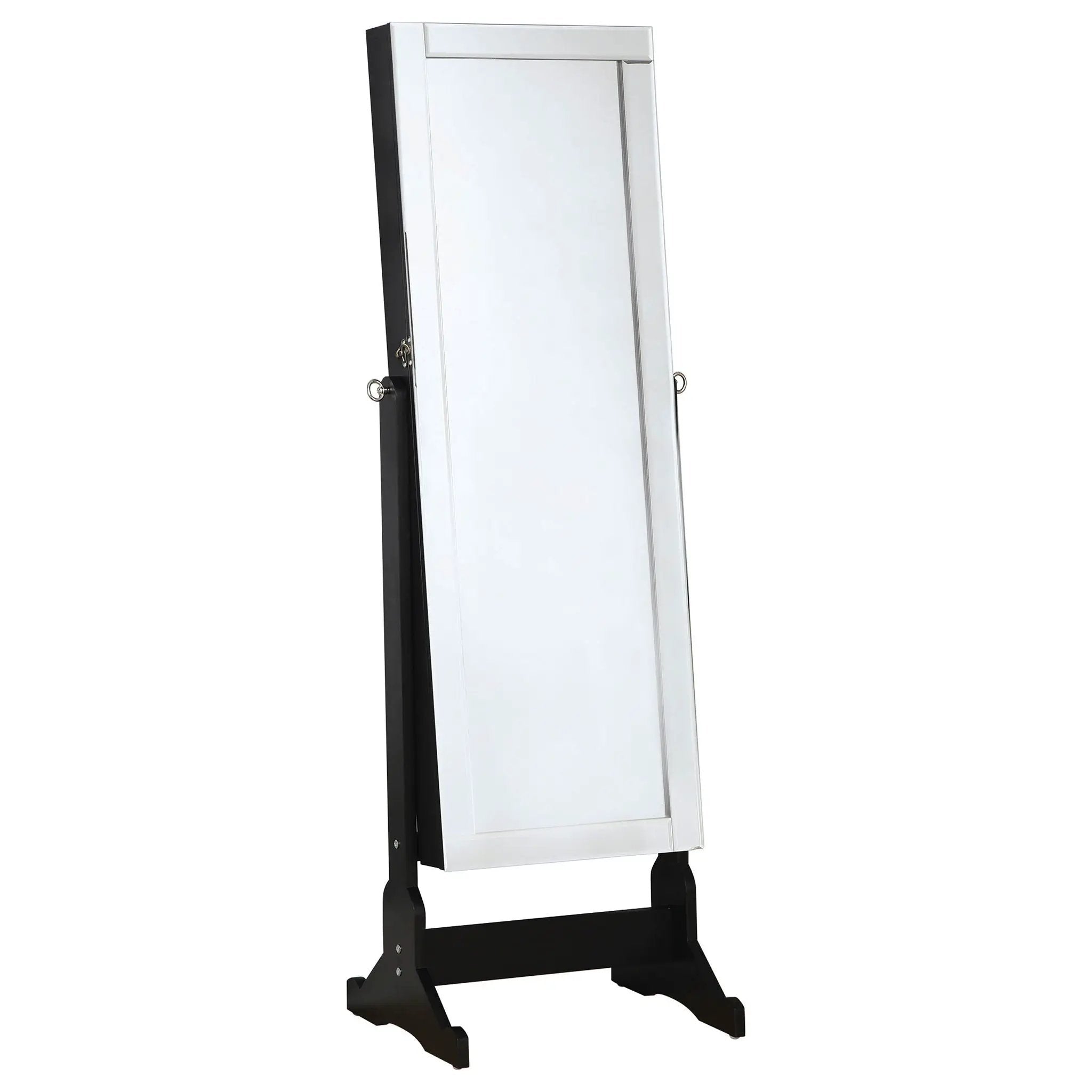 Cortez Cheval Mirror with Jewelry Storage Black by Unique Piece Furniture
