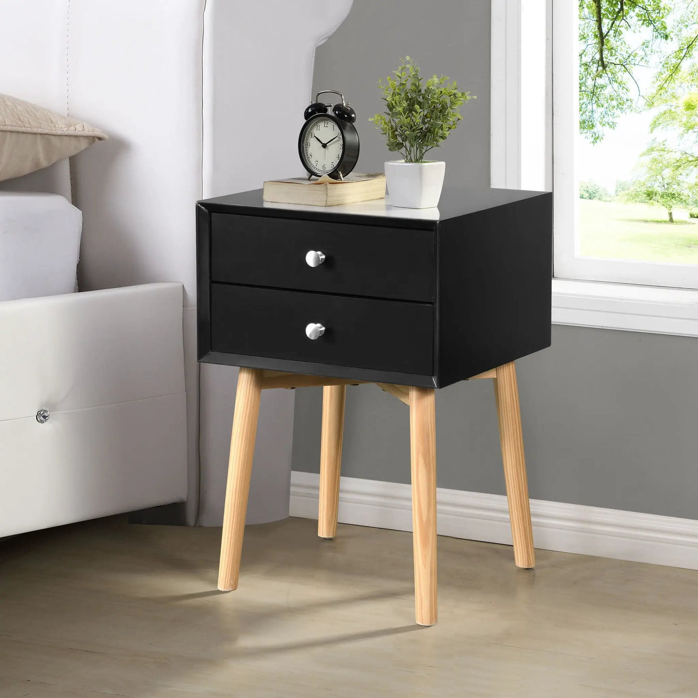 Side Table With 2 Drawer, Mid-Century Modern Storage Cabinet For Bedroom by HouseOfZazla