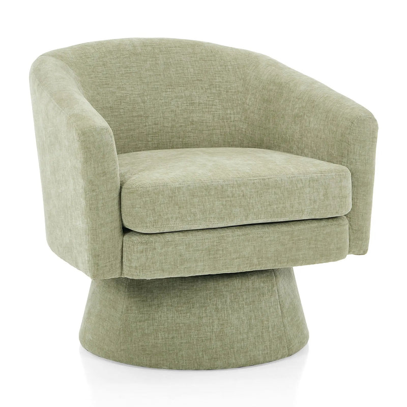 Swivel Barrel Chair With Cushioning For Living Room & Office, 360° Rotating - Green by HouseOfZazla