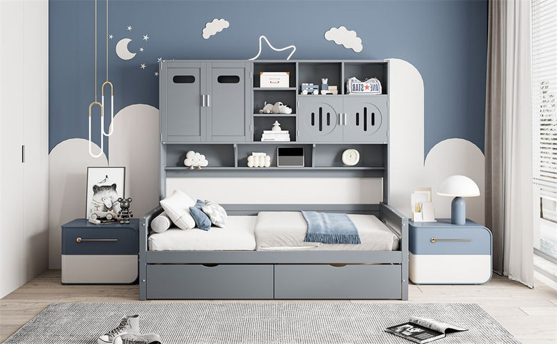 Daybed With All-In-One Cabinet And Shelf by HouseOfZazla