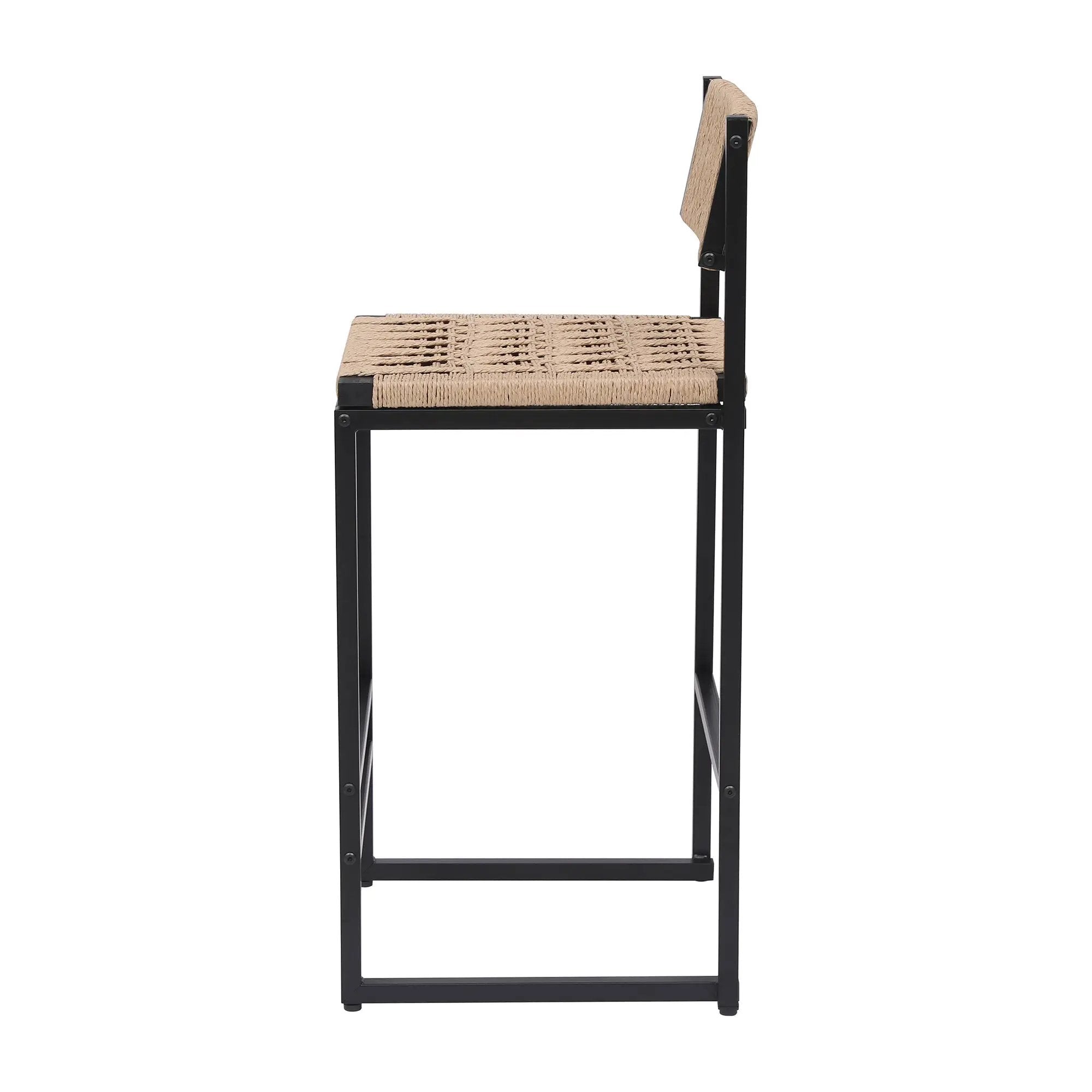 Kitchen Bar Stools with Footrest Set of 2 Paper Rope Weave Dining Chairs by HouseOfZazla