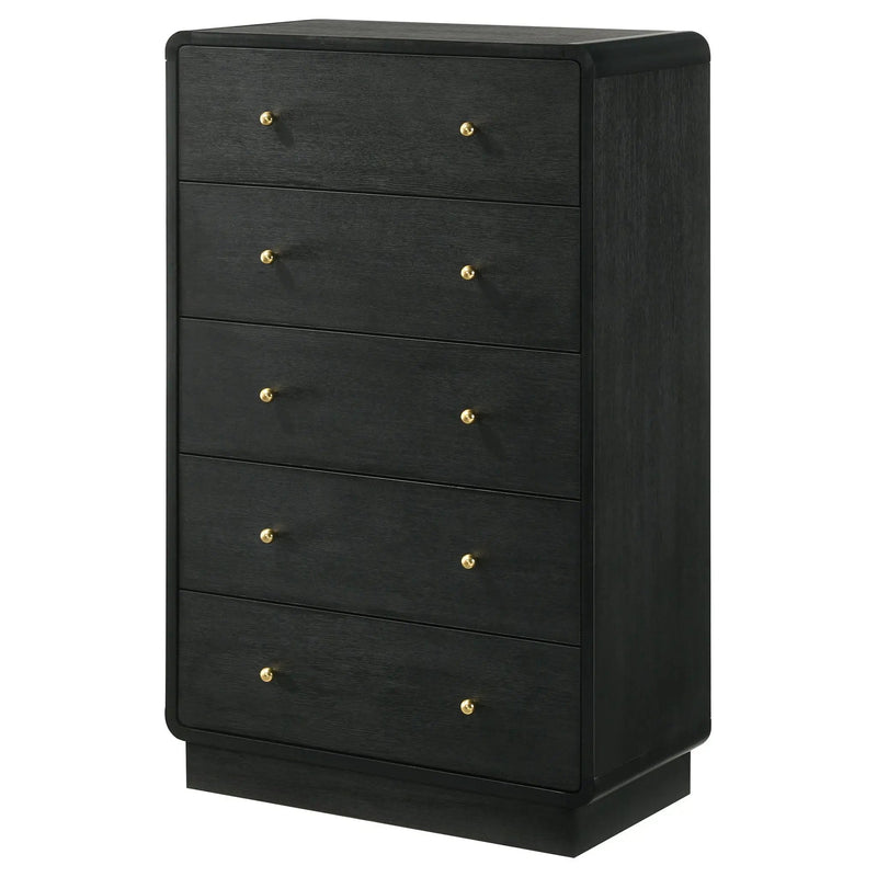 Burton - 5 Drawer Chest Of Drawers - Black by HouseOfZazla