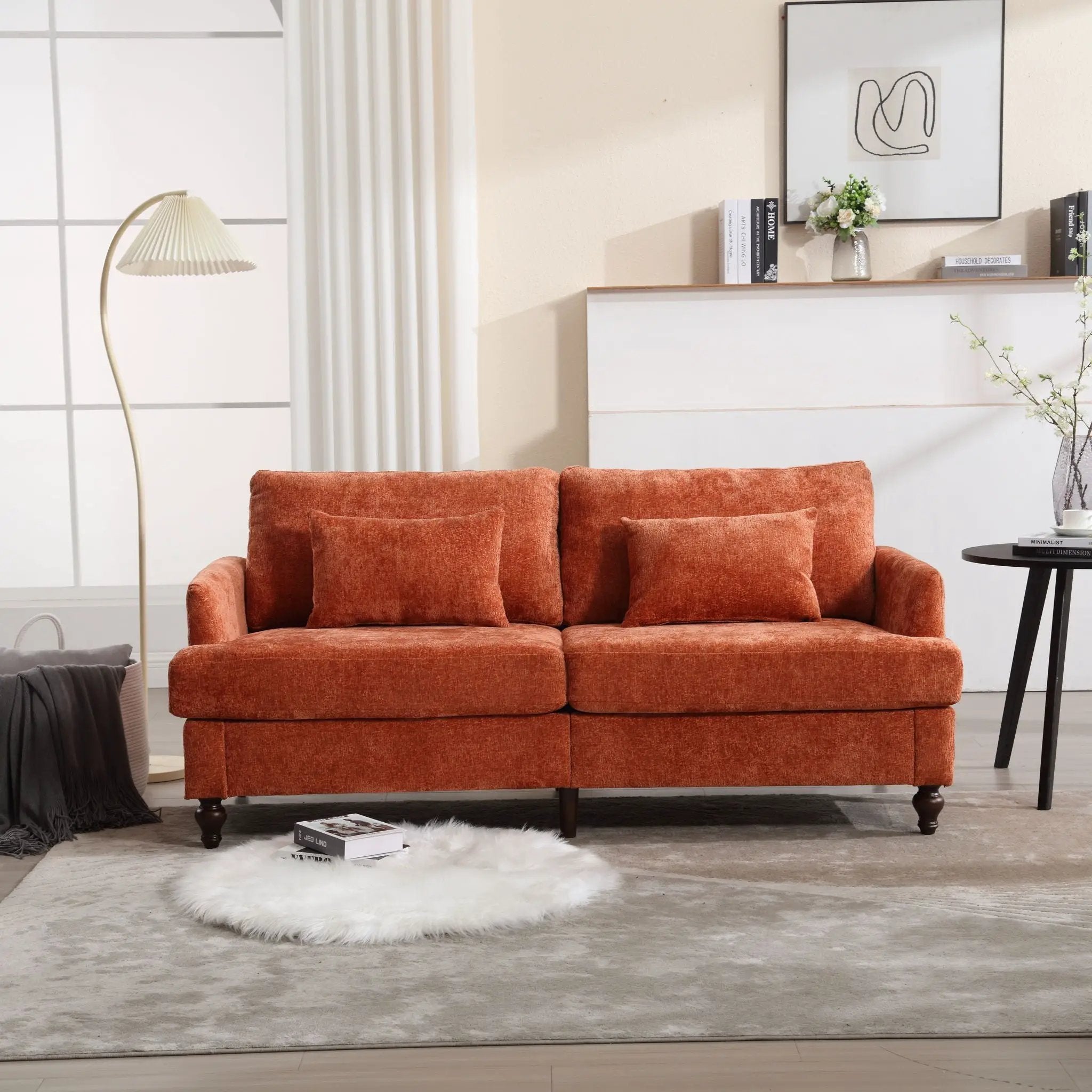 Mid Century Modern Fabric Loveseat Sofa, 2 Seat Upholstered Couch by HouseOfZazla