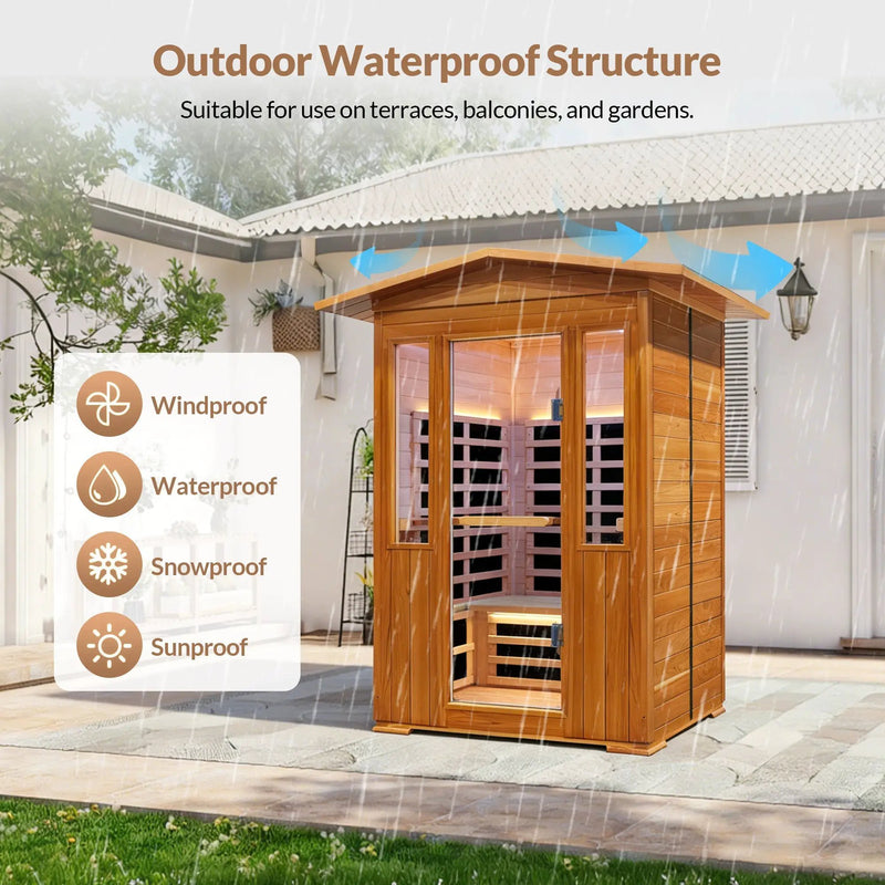 Outdoor Double Red Cedar Far Infrared Sauna Room by HouseOfZazla