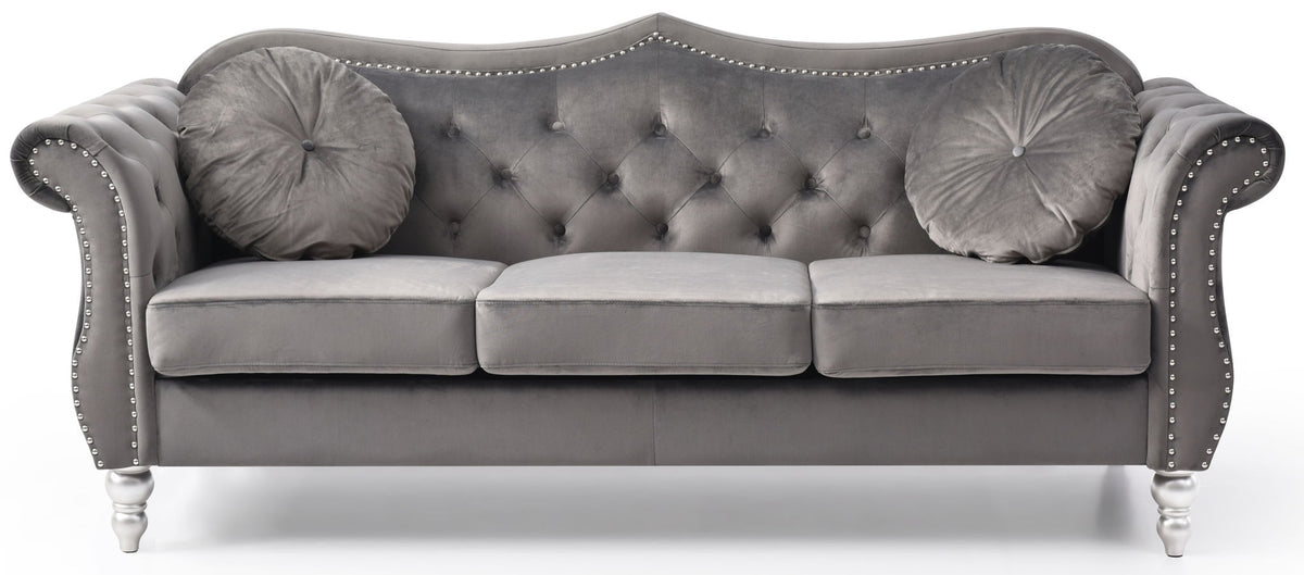 Hollywood Sofa with Tufted Back and Nailhead Trim - Multiple Colors, photo 11 of 28