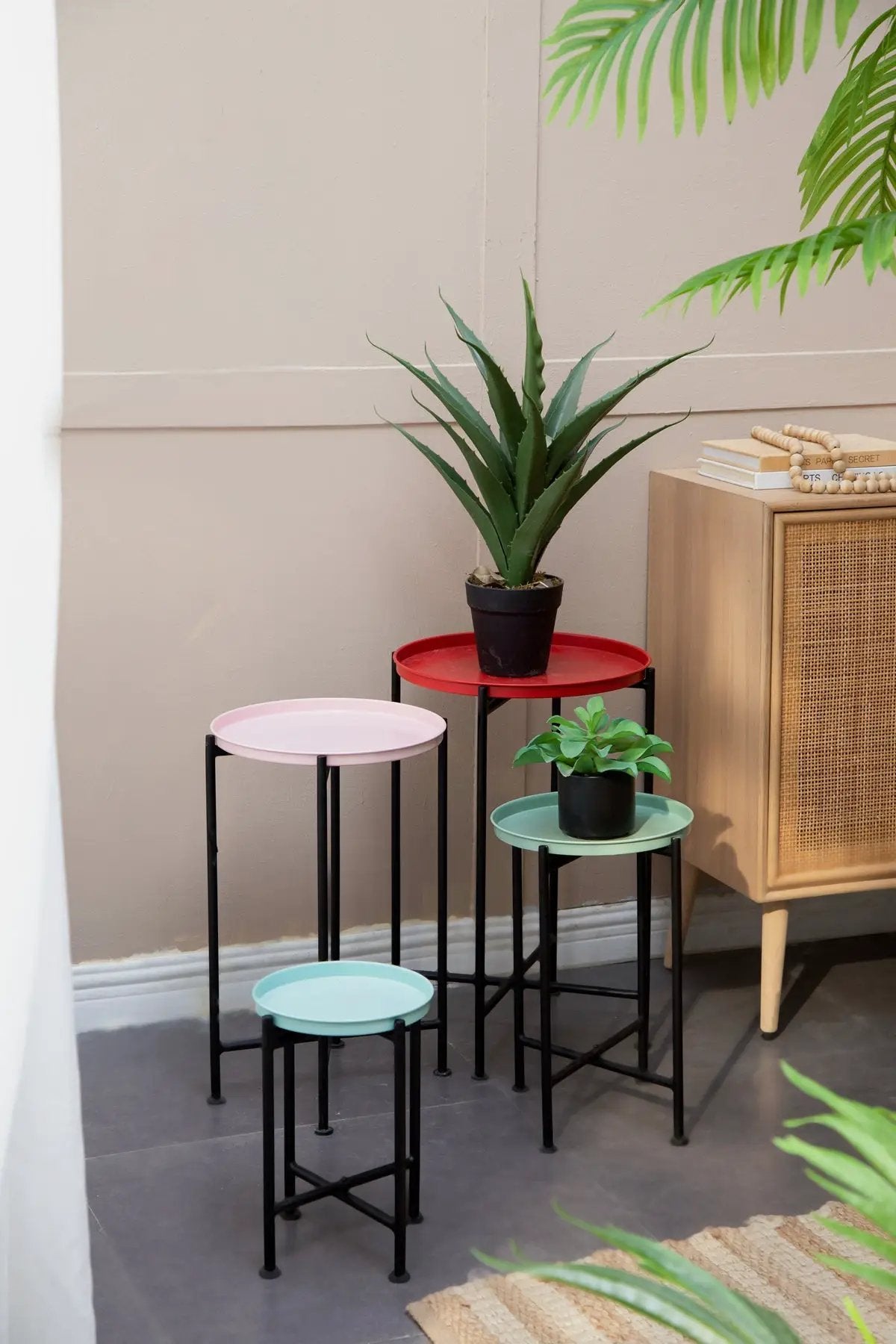 Set of 4 Multicolor Round Nesting Plant Stands by HouseOfZazla