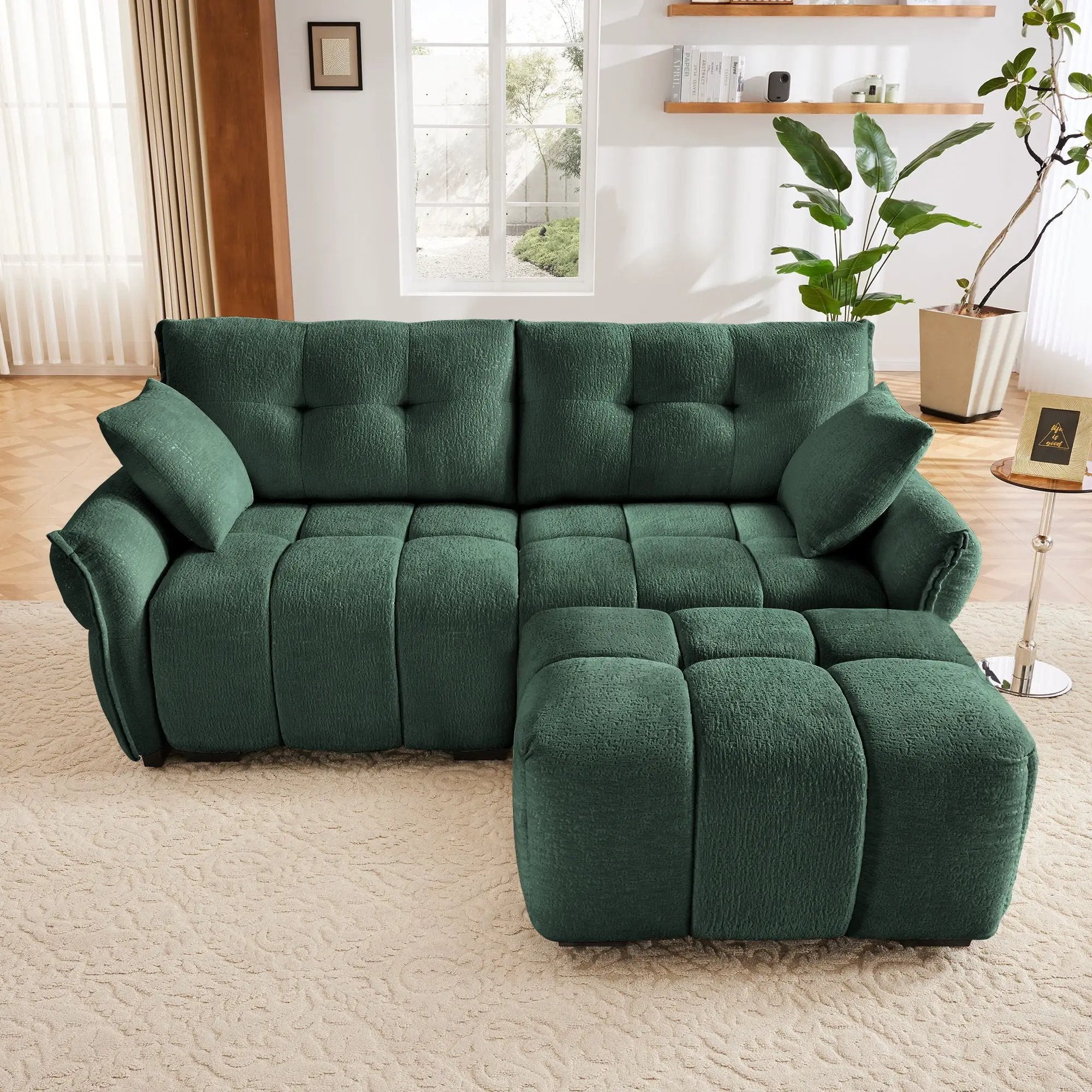 Sofa Set With Ottoman And Pillows, Textured, High Resilience Cushions by HouseOfZazla