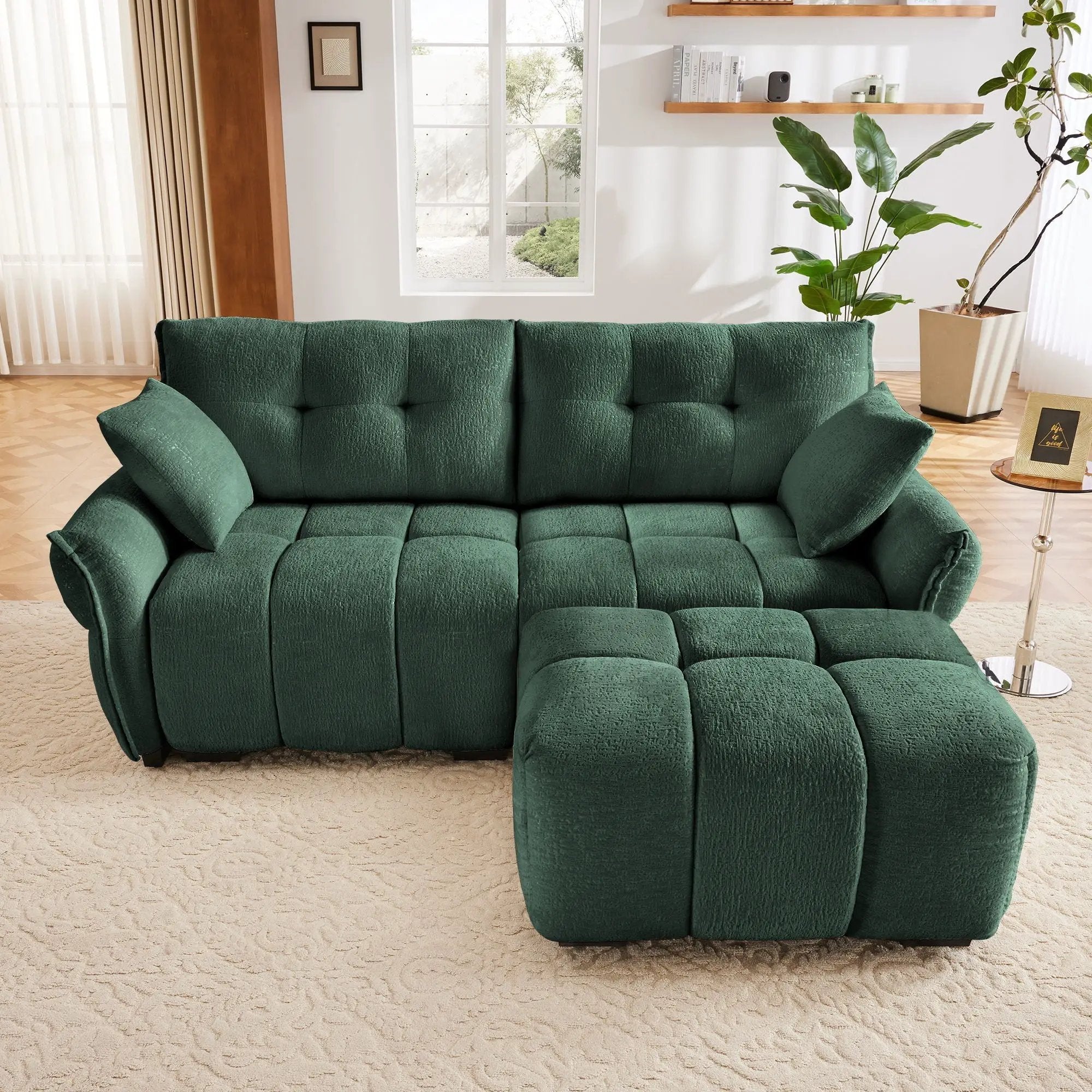 Sofa Set With Ottoman And Pillows, Textured, High Resilience Cushions by HouseOfZazla