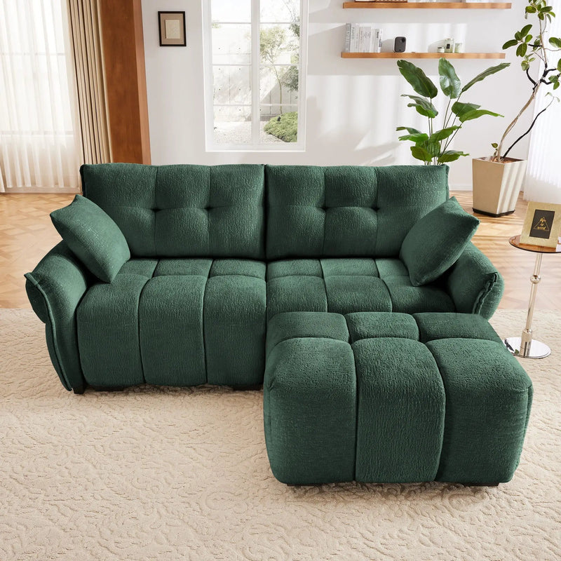 Sofa Set With Ottoman And Pillows, Textured, High Resilience Cushions by HouseOfZazla