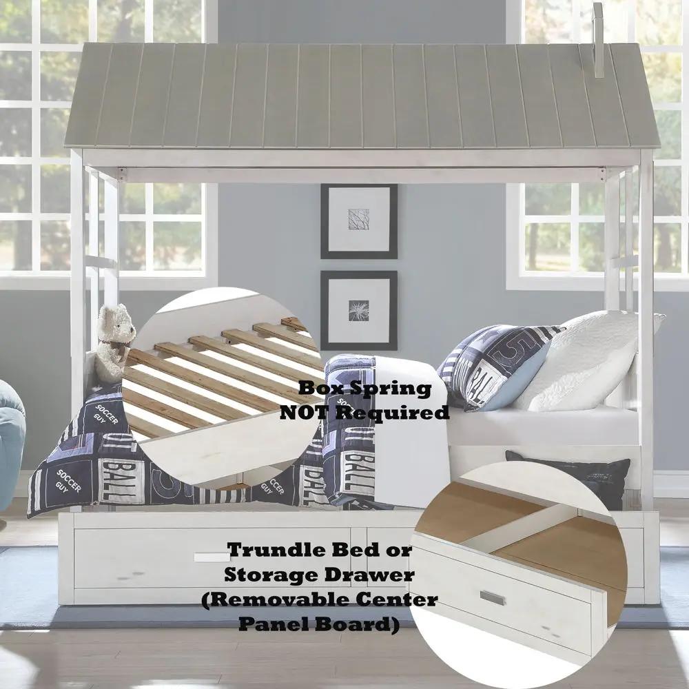 Tree House II - Twin Bed - Weathered White & Washed Gray by Unique Piece Furniture