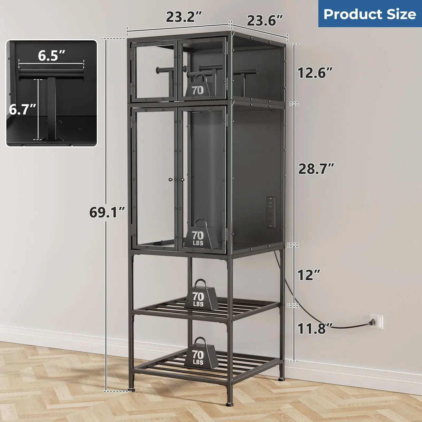 3D Printer Cabinet With Double Layer Filament Storage, T-Shaped Filament Bar, Noise Reducing And Dust Proof Design - Black by HouseOfZazla