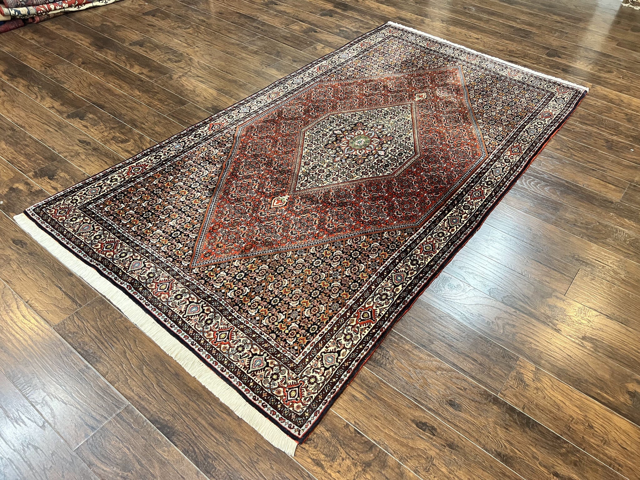 Persian Bidjar Rug 5x10, Wool Hand Knotted Vintage Carpet, Highly Detailed, Mahi Herati Pattern, 5 x 10 Oriental Rug by Jewel Rugs
