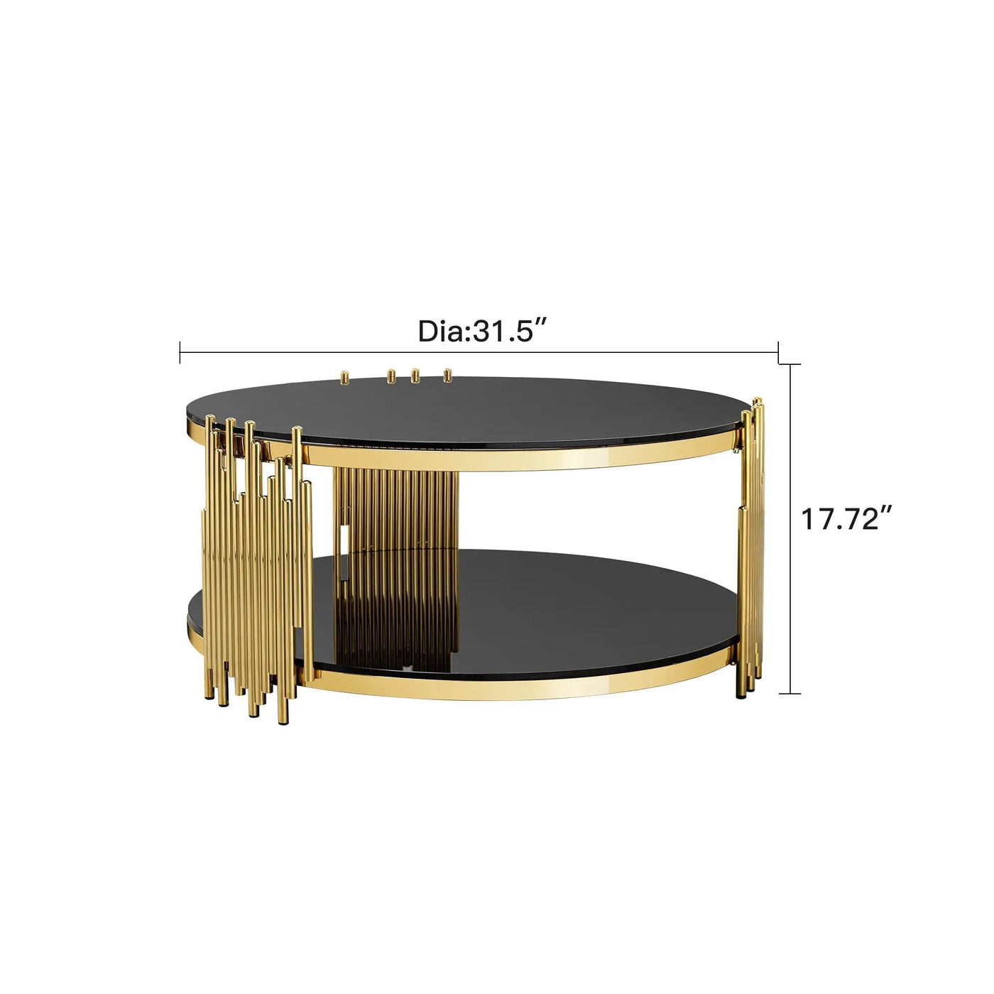 Elegant Round Table With Double Layer Tempered Glass Top And Stainless Steel Frame For Living Room by HouseOfZazla