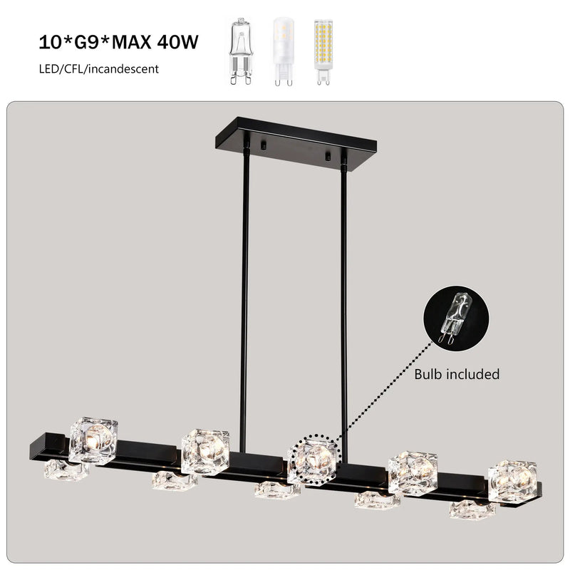 Rectangle Chandelier for Dining Room, 10-Light by HouseOfZazla