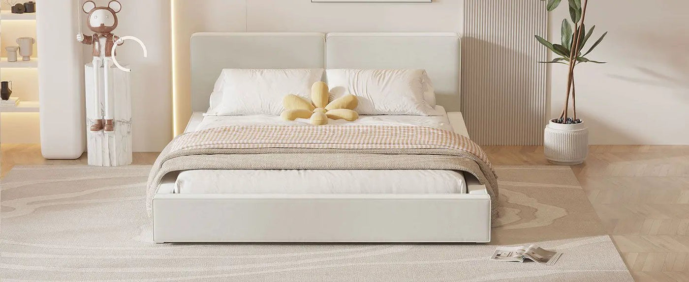 Upholstered Platform Bed, Grounded Bed With Solid Frame by HouseOfZazla