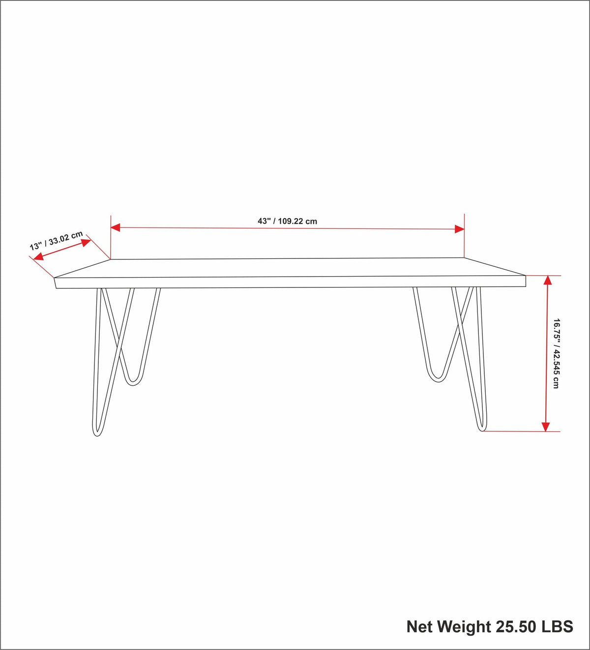 Natural Mango Wood Accent Bench with Metal Hairpin Legs - Natural, photo 3 of 8